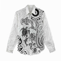 New Zealand Sea Animals with Maori Tribal Tattoo Women Casual Shirt White Color LT03 - Polynesian Pride