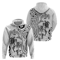 New Zealand Sea Animals with Maori Tribal Tattoo Zip Hoodie White Color LT03 - Polynesian Pride