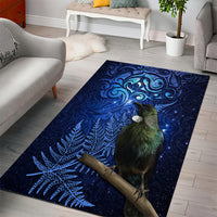 New Zealand Tui Bird Matariki Area Rug Maori New Year with Galaxy Fern