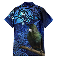 New Zealand Tui Bird Matariki Family Matching Long Sleeve Bodycon Dress and Hawaiian Shirt Maori New Year with Galaxy Fern LT03 - Polynesian Pride