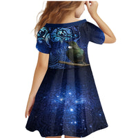 New Zealand Tui Bird Matariki Family Matching Mermaid Dress and Hawaiian Shirt Maori New Year with Galaxy Fern LT03 - Polynesian Pride