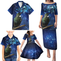 New Zealand Tui Bird Matariki Family Matching Puletasi and Hawaiian Shirt Maori New Year with Galaxy Fern LT03 - Polynesian Pride