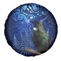 New Zealand Tui Bird Matariki Spare Tire Cover Maori New Year with Galaxy Fern
