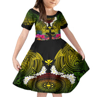 Hawaii Kanaka Maoli Family Matching Long Sleeve Bodycon Dress and Hawaiian Shirt Double Shark and Hibiscus Flowers LT03 Daughter's Dress Black - Polynesian Pride