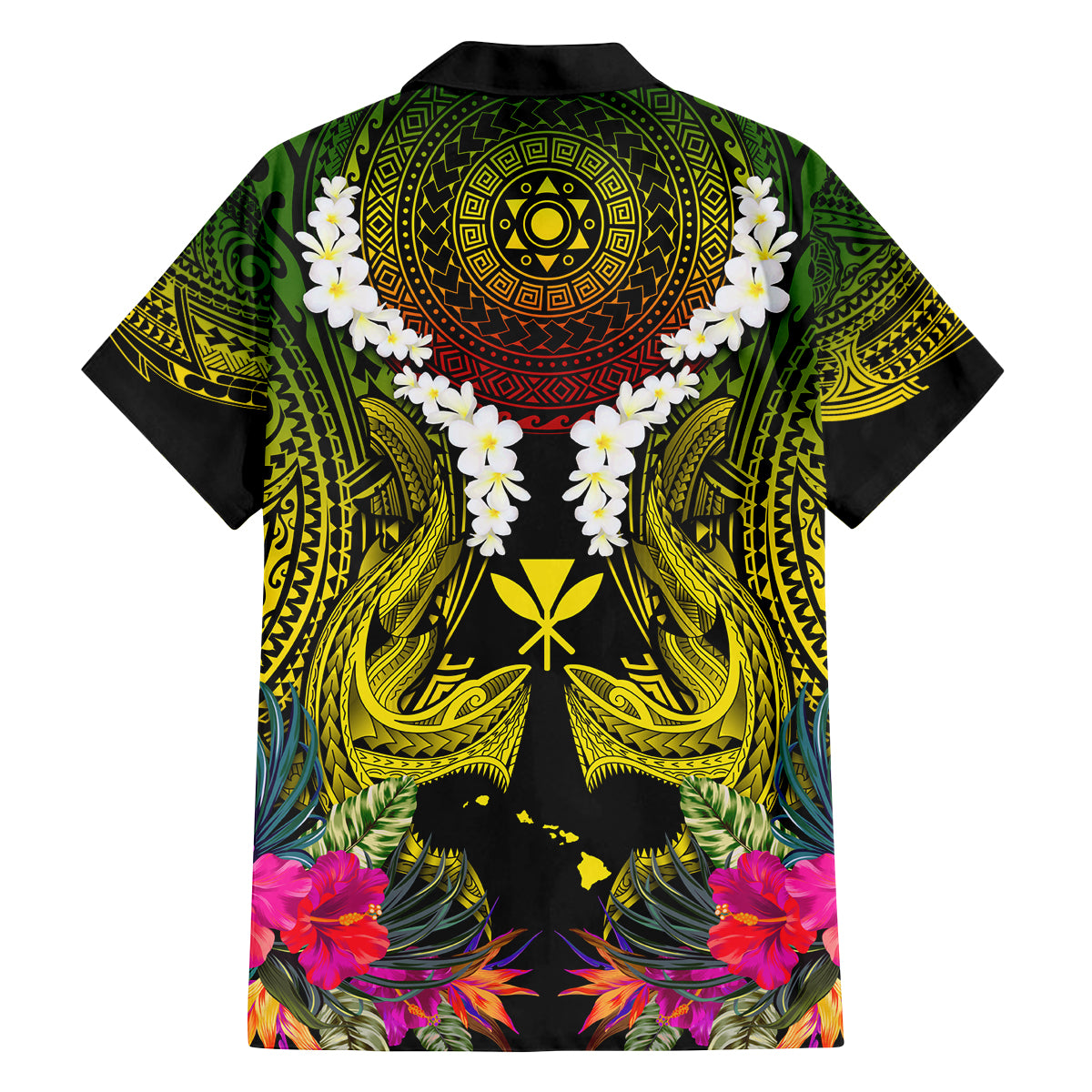 Hawaii Kanaka Maoli Family Matching Long Sleeve Bodycon Dress and Hawaiian Shirt Double Shark and Hibiscus Flowers LT03 - Polynesian Pride