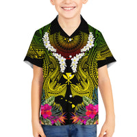 Hawaii Kanaka Maoli Family Matching Puletasi and Hawaiian Shirt Double Shark and Hibiscus Flowers LT03 Son's Shirt Black - Polynesian Pride