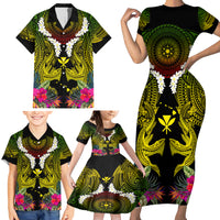 Hawaii Kanaka Maoli Family Matching Short Sleeve Bodycon Dress and Hawaiian Shirt Double Shark and Hibiscus Flowers LT03 - Polynesian Pride