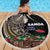 Samoa Siapo Polynesian Art Beach Blanket Tropical Flowers and Tatau Pattern Brown