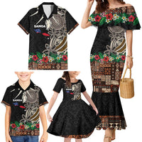 Samoa Siapo Polynesian Art Family Matching Mermaid Dress and Hawaiian Shirt Tropical Flowers and Tatau Pattern Brown LT03 - Polynesian Pride