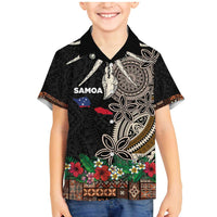 Samoa Siapo Polynesian Art Family Matching Mermaid Dress and Hawaiian Shirt Tropical Flowers and Tatau Pattern Brown LT03 Son's Shirt Brown - Polynesian Pride