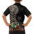 Samoa Siapo Polynesian Art Family Matching Off Shoulder Maxi Dress and Hawaiian Shirt Tropical Flowers and Tatau Pattern Brown