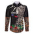 Samoa Siapo Polynesian Art Family Matching Off Shoulder Short Dress and Hawaiian Shirt Tropical Flowers and Tatau Pattern Brown