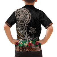 Samoa Siapo Polynesian Art Family Matching Short Sleeve Bodycon Dress and Hawaiian Shirt Tropical Flowers and Tatau Pattern Brown LT03 - Polynesian Pride