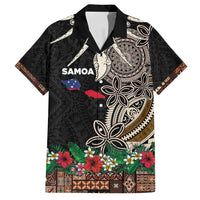Samoa Siapo Polynesian Art Family Matching Summer Maxi Dress and Hawaiian Shirt Tropical Flowers and Tatau Pattern Brown LT03 Dad's Shirt - Short Sleeve Brown - Polynesian Pride
