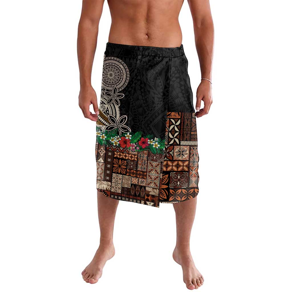 Samoa Siapo Polynesian Art Lavalava Tropical Flowers and Tatau Pattern Brown