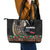Samoa Siapo Polynesian Art Leather Tote Bag Tropical Flowers and Tatau Pattern Brown