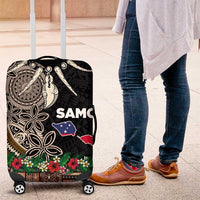 Samoa Siapo Polynesian Art Luggage Cover Tropical Flowers and Tatau Pattern Brown