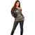 Samoa Siapo Polynesian Art Off Shoulder Sweater Tropical Flowers and Tatau Pattern Brown