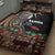 Samoa Siapo Polynesian Art Quilt Bed Set Tropical Flowers and Tatau Pattern Brown