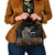 Samoa Siapo Polynesian Art Shoulder Handbag Tropical Flowers and Tatau Pattern Brown