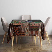 Samoa Siapo Polynesian Art Tablecloth Tropical Flowers and Tatau Pattern Brown