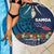 Samoa Siapo Polynesian Art Beach Blanket Tropical Flowers and Tatau Pattern Navy