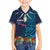 Samoa Siapo Polynesian Art Family Matching Off The Shoulder Long Sleeve Dress and Hawaiian Shirt Tropical Flowers and Tatau Pattern Navy