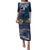 Samoa Siapo Polynesian Art Family Matching Puletasi and Hawaiian Shirt Tropical Flowers and Tatau Pattern Navy