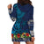 Samoa Siapo Polynesian Art Hoodie Dress Tropical Flowers and Tatau Pattern Navy