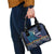 Samoa Siapo Polynesian Art Shoulder Handbag Tropical Flowers and Tatau Pattern Navy