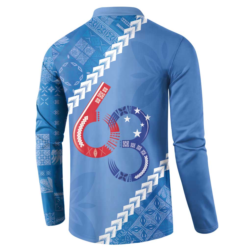 Samoa Independence Day Button Sweatshirt Anniversary 63th-Siapo Art