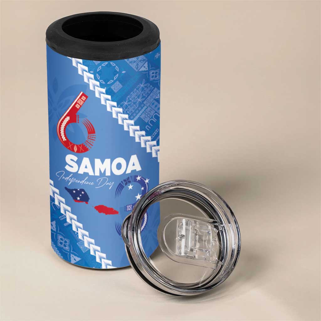 Samoa Independence Day 4 in 1 Can Cooler Tumbler Anniversary 63th-Siapo Art
