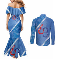 Samoa Independence Day Couples Matching Mermaid Dress and Long Sleeve Button Shirt Anniversary 63th-Siapo Art