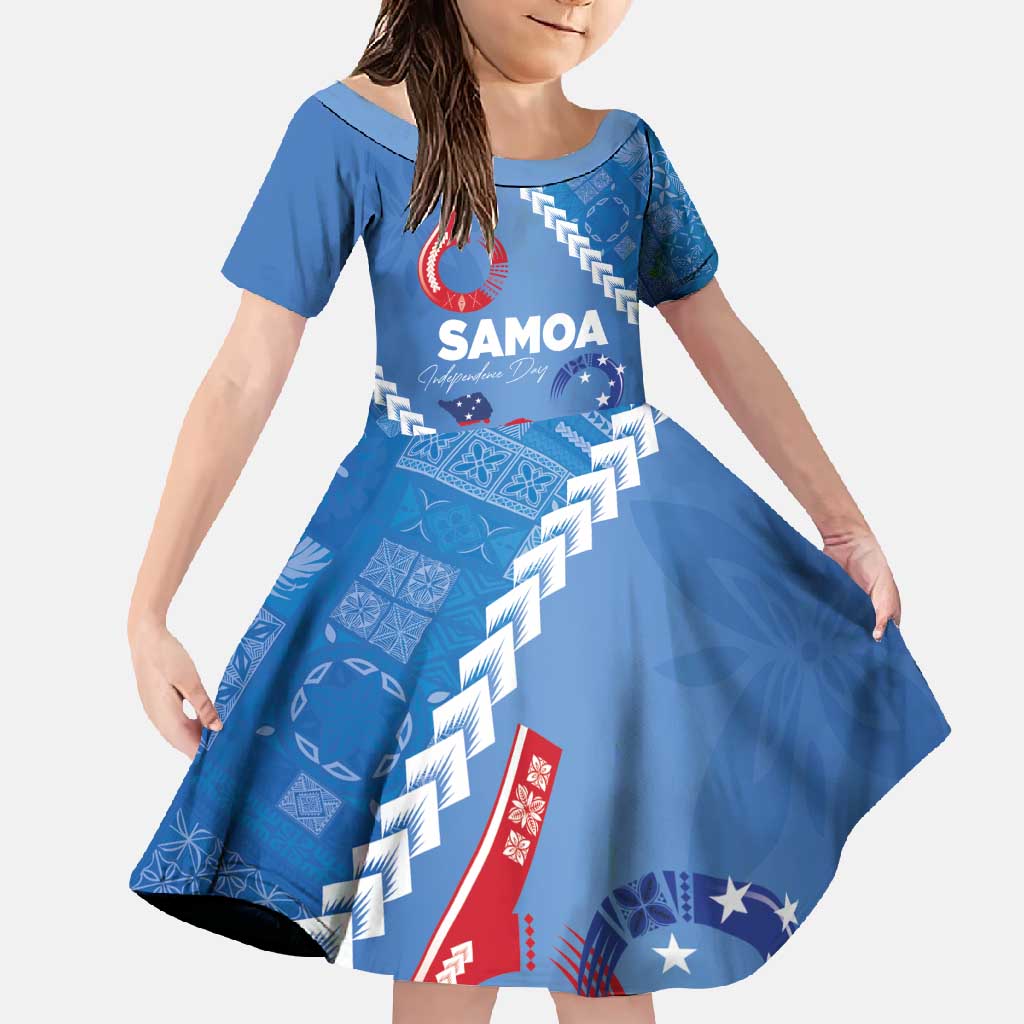 Samoa Independence Day Family Matching Short Sleeve Bodycon Dress and Hawaiian Shirt Anniversary 63th-Siapo Art