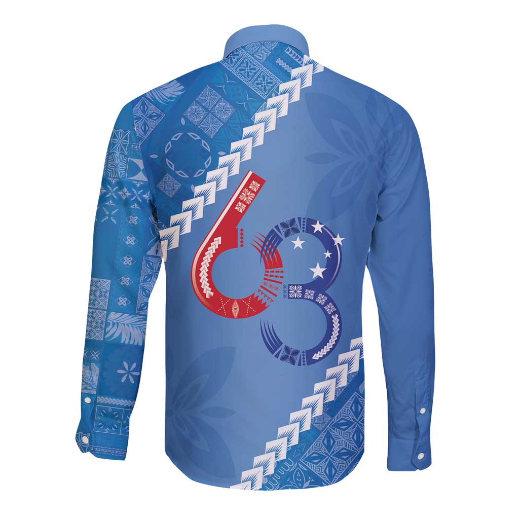 Samoa Independence Day Long Sleeve Button Shirt Anniversary 63th-Siapo Art