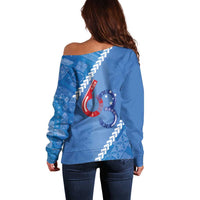 Samoa Independence Day Off Shoulder Sweater Anniversary 63th-Siapo Art