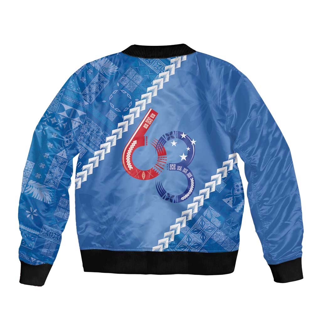 Samoa Independence Day Sleeve Zip Bomber Jacket Anniversary 63th-Siapo Art