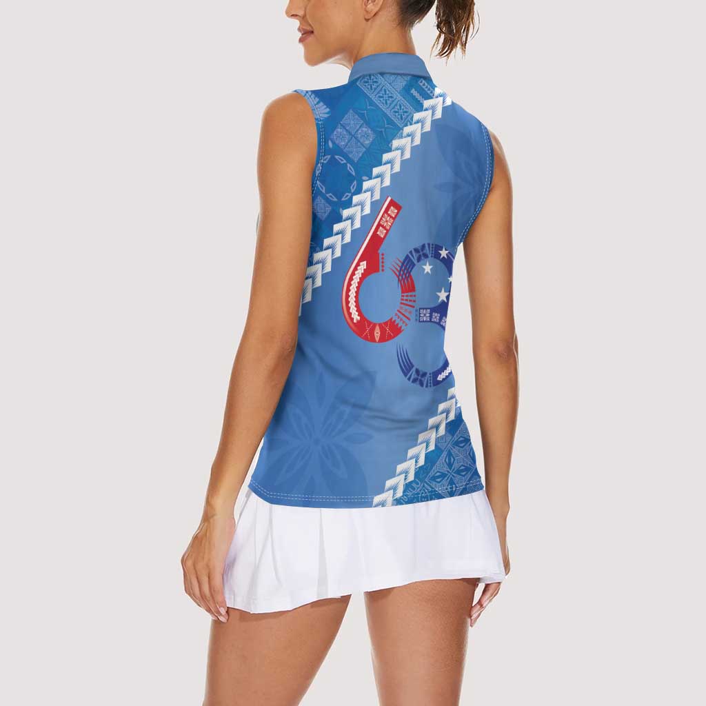 Samoa Independence Day Women Sleeveless Polo Shirt Anniversary 63th-Siapo Art