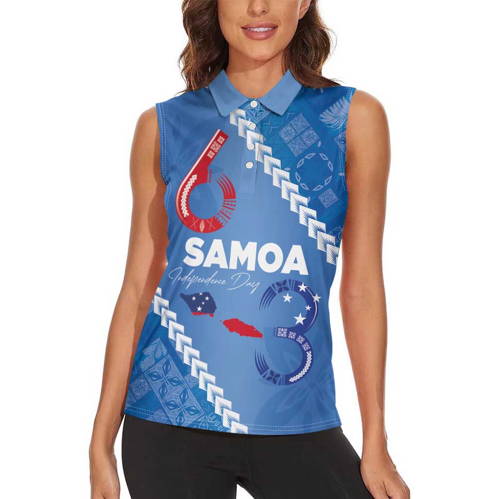 Samoa Independence Day Women Sleeveless Polo Shirt Anniversary 63th-Siapo Art