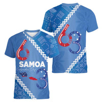 Samoa Independence Day Women V-Neck T-Shirt Anniversary 63th-Siapo Art
