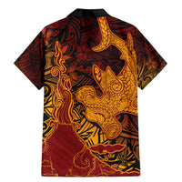 Hawaiian Volcano and Shark Family Matching Mermaid Dress and Hawaiian Shirt Polynesian and Hibiscus Pattern Lava Color LT03 - Polynesian Pride