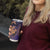 Hawaiian Volcano and Shark Tumbler Cup Polynesian and Hibiscus Pattern Purple Yellow Gradient