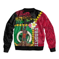Vanuatu Nakamal and Plumeria Flowers Bomber Jacket Polynesian Pattern