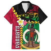 Vanuatu Nakamal and Plumeria Flowers Family Matching Long Sleeve Bodycon Dress and Hawaiian Shirt Polynesian Pattern LT03 Dad's Shirt - Short Sleeve Black - Polynesian Pride