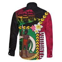 Vanuatu Nakamal and Plumeria Flowers Family Matching Long Sleeve Bodycon Dress and Hawaiian Shirt Polynesian Pattern LT03 - Polynesian Pride