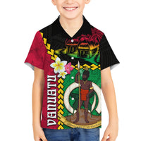 Vanuatu Nakamal and Plumeria Flowers Family Matching Off Shoulder Short Dress and Hawaiian Shirt Polynesian Pattern LT03 Son's Shirt Black - Polynesian Pride