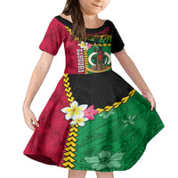 Vanuatu Nakamal and Plumeria Flowers Family Matching Tank Maxi Dress and Hawaiian Shirt Polynesian Pattern LT03 Daughter's Dress Black - Polynesian Pride