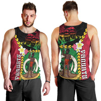 Vanuatu Nakamal and Plumeria Flowers Men Tank Top Polynesian Pattern