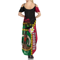 Vanuatu Nakamal and Plumeria Flowers Summer Maxi Dress Polynesian Pattern