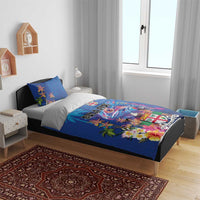 Fiji Bula Bedding Set Tropical Plants with Palm Tree and Iguana Colorful